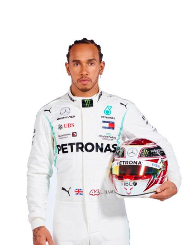 2019 Lewis Hamilton White Mercedes Petronas Go Kart Racing Suit – CIK/FIA Level 2 Approved