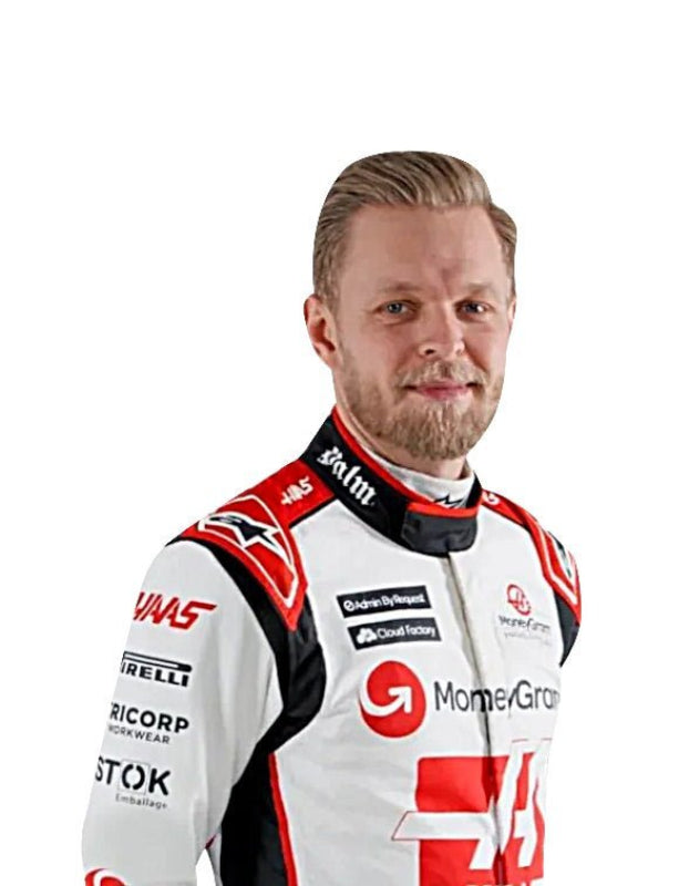 2023 Kevin Magnussen White Haas F1 Go Kart Racing Suit – CIK/FIA Level 2 Approved