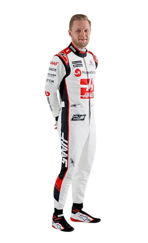 2023 Kevin Magnussen White Haas F1 Go Kart Racing Suit – CIK/FIA Level 2 Approved