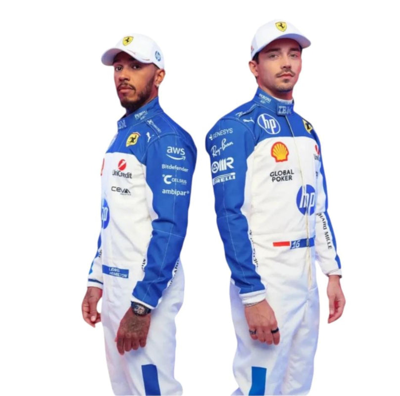 2025 Ferrari Miami GP Racing Suit – Leclerc & Hamilton Edition | CIK/FIA Level 2 Approved