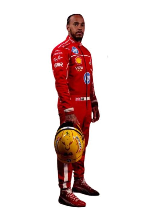 F1 2025 Lewis Hamilton Ferrari Go Kart Racing Suit – CIK/FIA Level 2 Approved