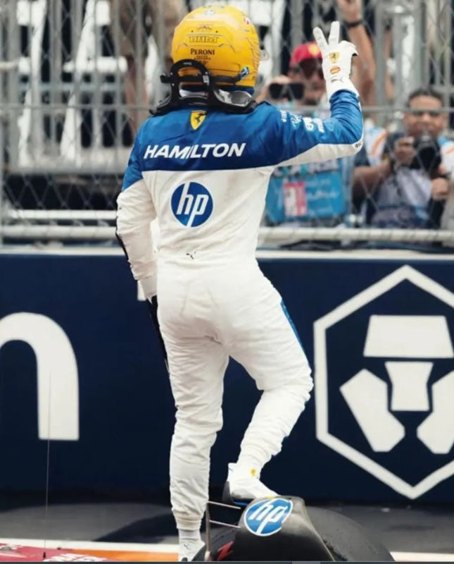 F1 2025 Lewis Hamilton Ferrari Miami GP Go Kart Racing Suit – CIK/FIA Level 2 Approved