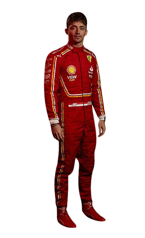 F1 2024 Charles Leclerc Ferrari Racing Suit CIK/FIA Level 2 F1 Go Karting Suit