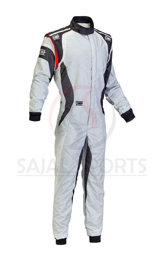 F1 White & Black OMP Go-Kart Racing Suit – CIK/FIA Level 2 Approved