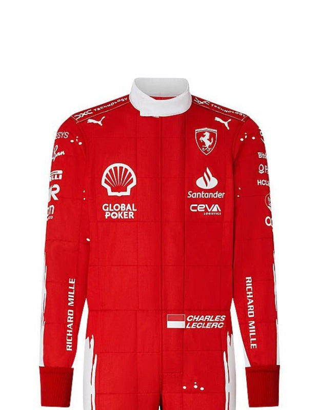 2023 Charles Leclerc Ferrari Racing Suit CIK/FIA Level 2 F1 Go Karting Suit