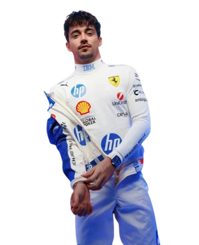 2025 Ferrari Miami GP Racing Suit – Leclerc & Hamilton Edition | CIK/FIA Level 2 Approved