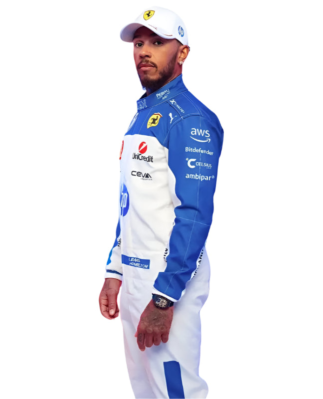 2025 Ferrari Miami GP Racing Suit – Leclerc & Hamilton Edition | CIK/FIA Level 2 Approved
