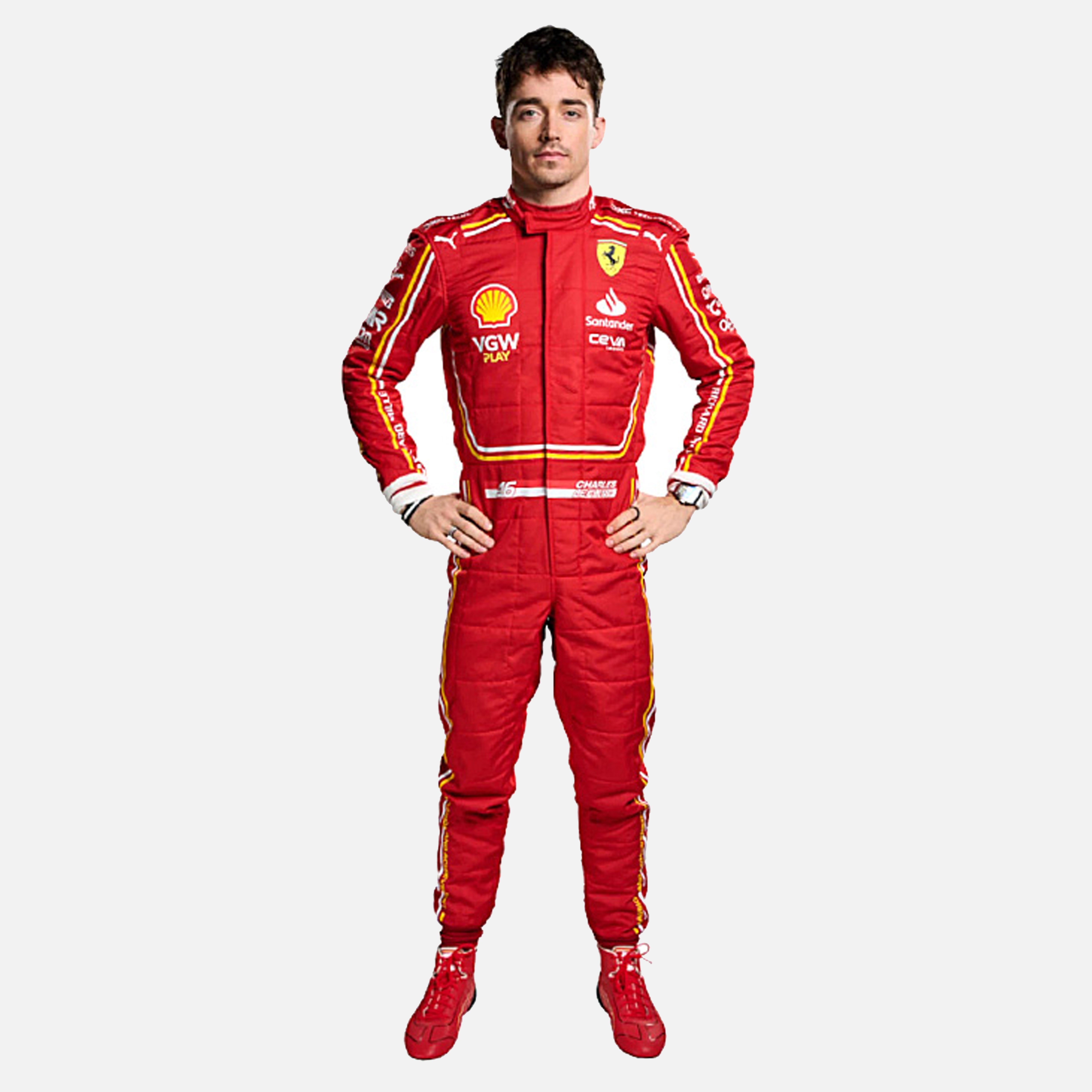 F1 2024 Charles Leclerc Ferrari Racing Suit CIK/FIA Level 2 F1 Go Karting Suit