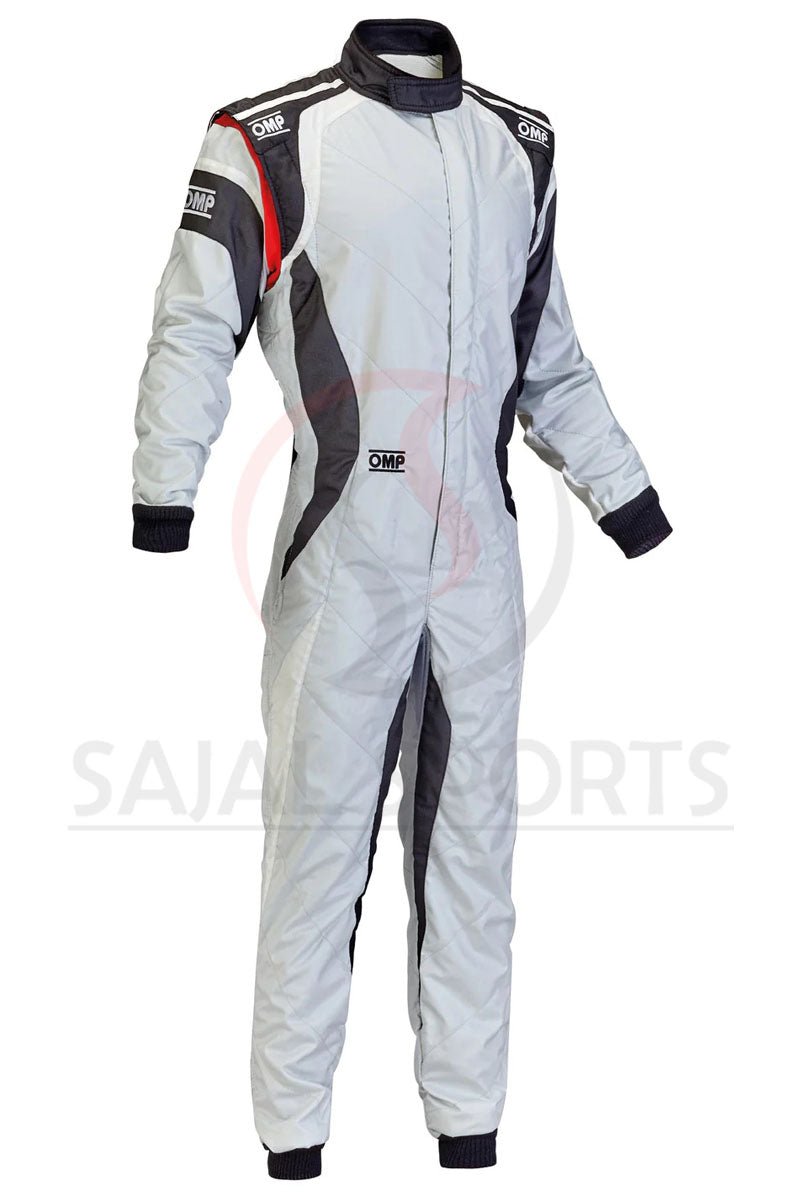 F1 White & Black OMP Go-Kart Racing Suit – CIK/FIA Level 2 Approved