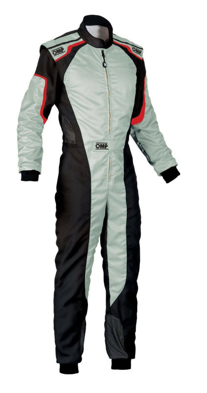 F1 OMP Silver & Black Go-Kart Racing Suit – CIK/FIA Level 2 Approved | Custom Fit & Design