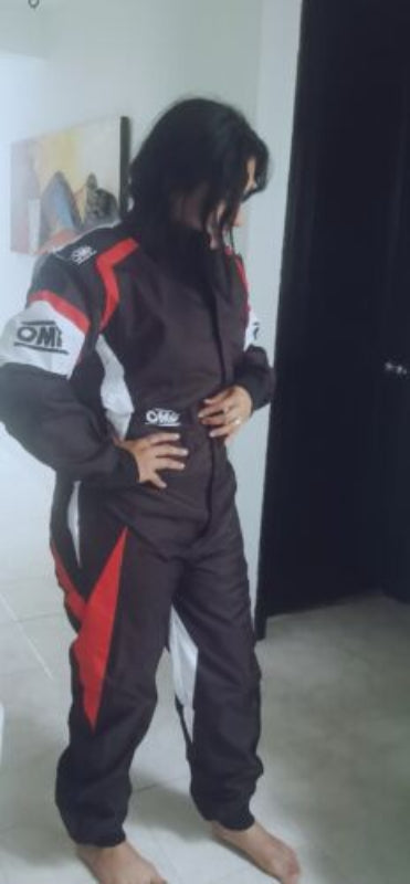 OMP Style Go-Kart Racing Suit – CIK/FIA Level 2 Approved | Black White Red